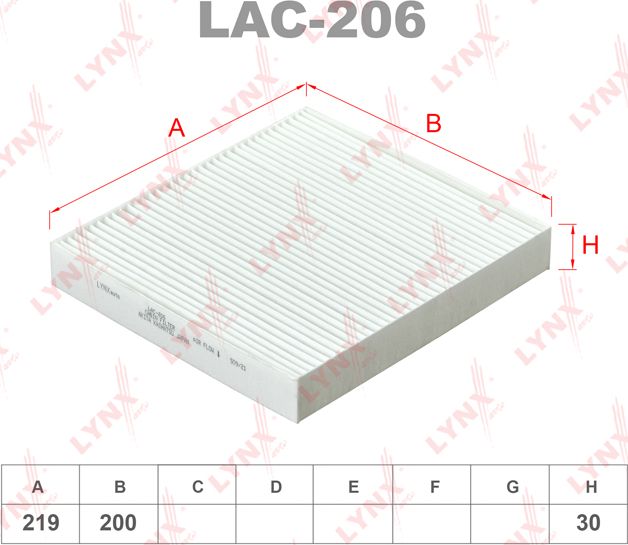 Салонный фильтр LYNXauto. Артикул LAC-206