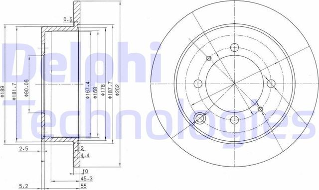Тормозной диск Delphi задний для Kia Joice 2000-2004. Артикул BG3400