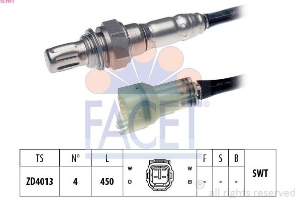 Лямбда-зонд (кислородный датчик) Facet Made in Italy - OE Equivalent. Артикул 10.7911