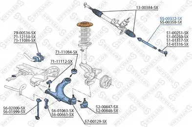 Рулевая тяга Stellox правая/левая для Audi A3 I (8L) 1996-2003. Артикул 55-00312-SX
