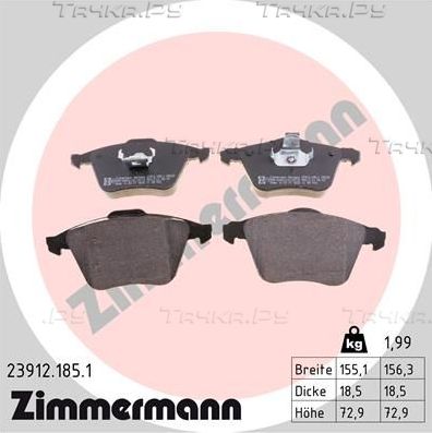 Тормозные колодки Zimmermann передние для Volvo C30 I 2006-2012. Артикул 23912.185.1