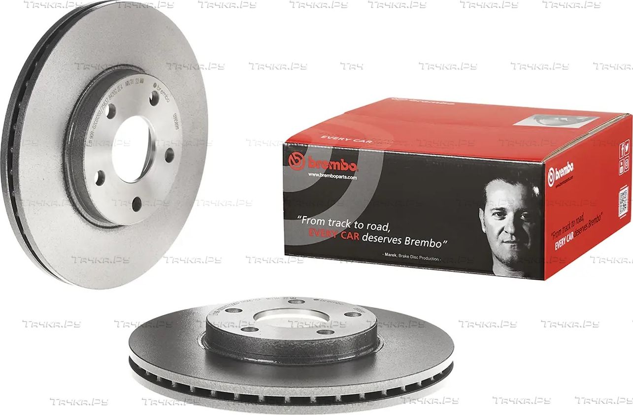 Тормозной диск Brembo PRIME LINE - UV Coated передний для Ford Transit Connect I 2002-2013. Артикул 09.9589.11