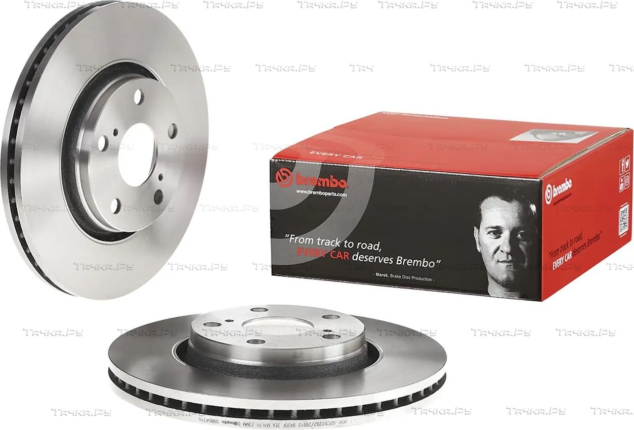 Тормозной диск Brembo передний для Toyota Auris II 2012-2015. Артикул 09.B043.10