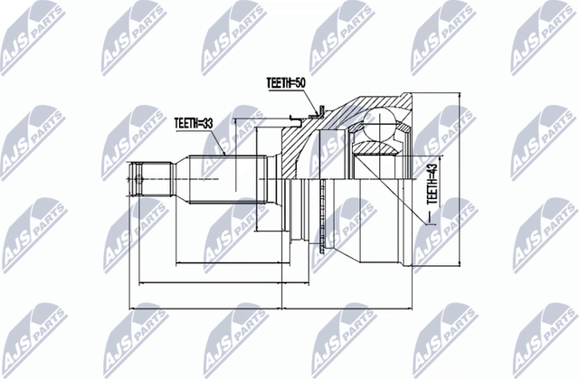 Шрус внутренний (граната) NTY задний для Mitsubishi Pajero III 2000-2007. Артикул NPZ-MS-038
