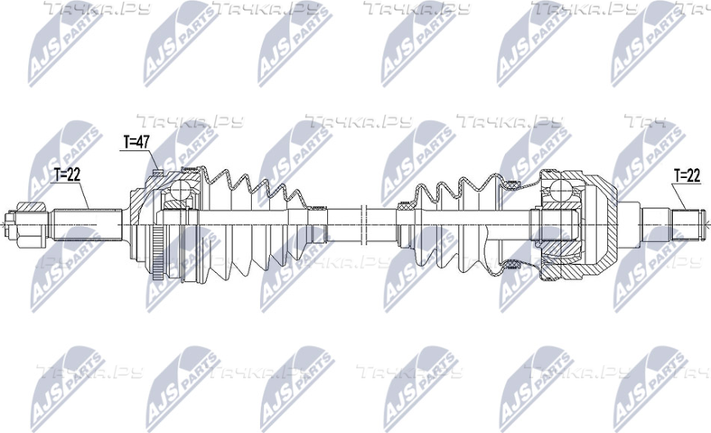 Полуось (привод в сборе, приводной вал) NTY. Артикул NPW-DW-045