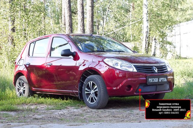 Защитная сетка и заглушка Русская Артель переднего бампера для Renault Sandero I 2008-2013. Артикул SBRS2-046502