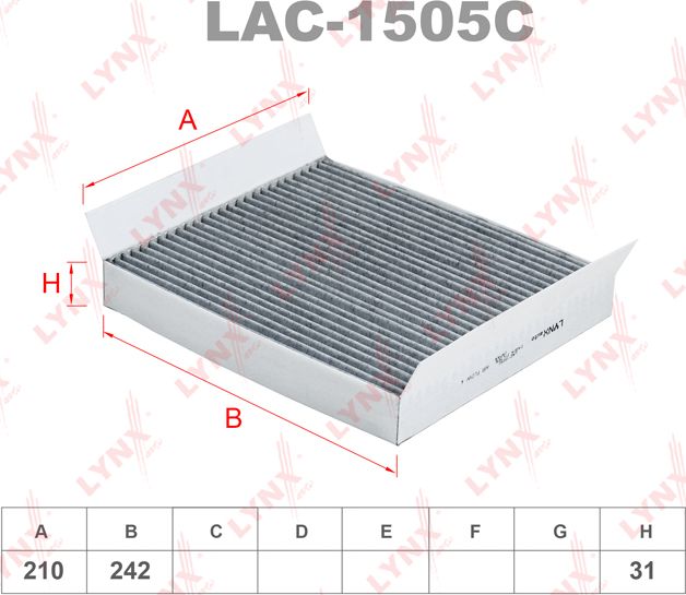Салонный фильтр LYNXauto. Артикул LAC-1505C