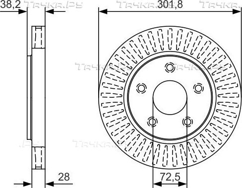 Тормозной диск Bosch передний для Dodge Journey I 2008-2011. Артикул 0 986 479 U45