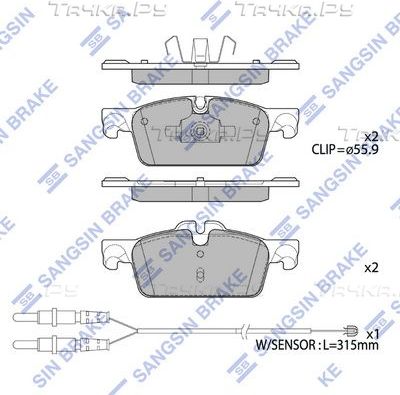 Тормозные колодки Sangsin Hi-Q. Артикул SP4132