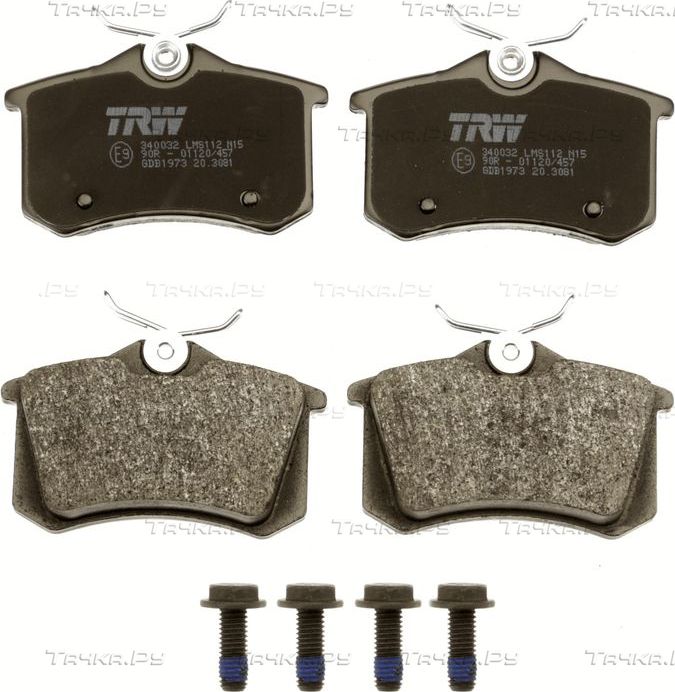 Тормозные колодки TRW COTEC задние для Peugeot 2008 I 2013-2026. Артикул GDB1973