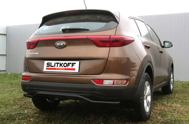 Защита Slitkoff заднего бампера d42 волна для Kia Sportage IV 2016-2018 Черная. Артикул KSP16-010B