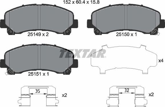 Тормозные колодки Textar передние для Isuzu D-Max II 2012-2020. Артикул 2514901