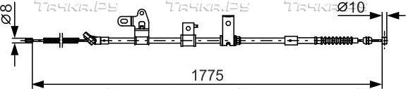 Трос ручника (тросик ручного тормоза) Bosch. Артикул 1 987 482 347