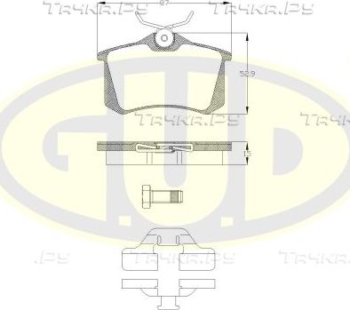 Тормозные колодки G.U.D. задние для Audi A4 III (B7) 2002-2009. Артикул GBP880100