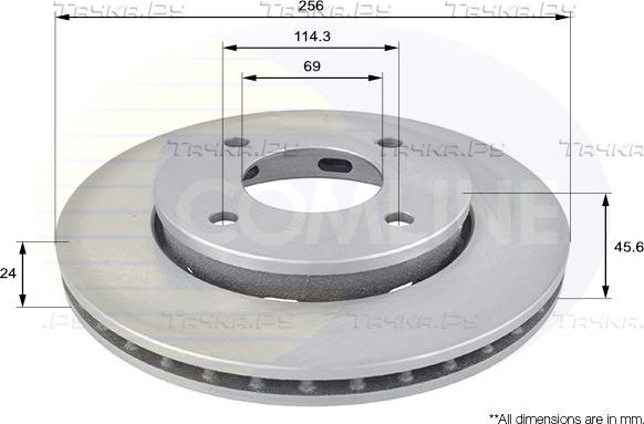 Тормозной диск Comline COATED передний для Smart Forfour I ((W454) 2004-2006. Артикул ADC0374V