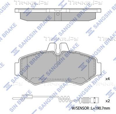 Тормозные колодки Sangsin Hi-Q. Артикул SP1278