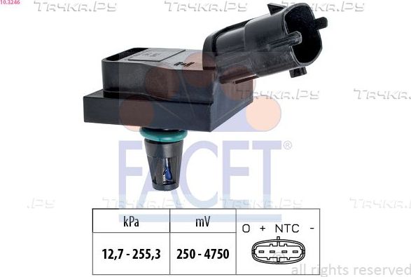 Датчик абсолютного давления (ДАД, MAP) Facet Made in Italy - OE Equivalent для Nissan Micra K12 2003-2010. Артикул 10.3246