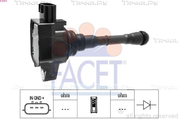 Катушка зажигания Facet OE Equivalent для Renault Megane IV 2015-2026. Артикул 9.6451
