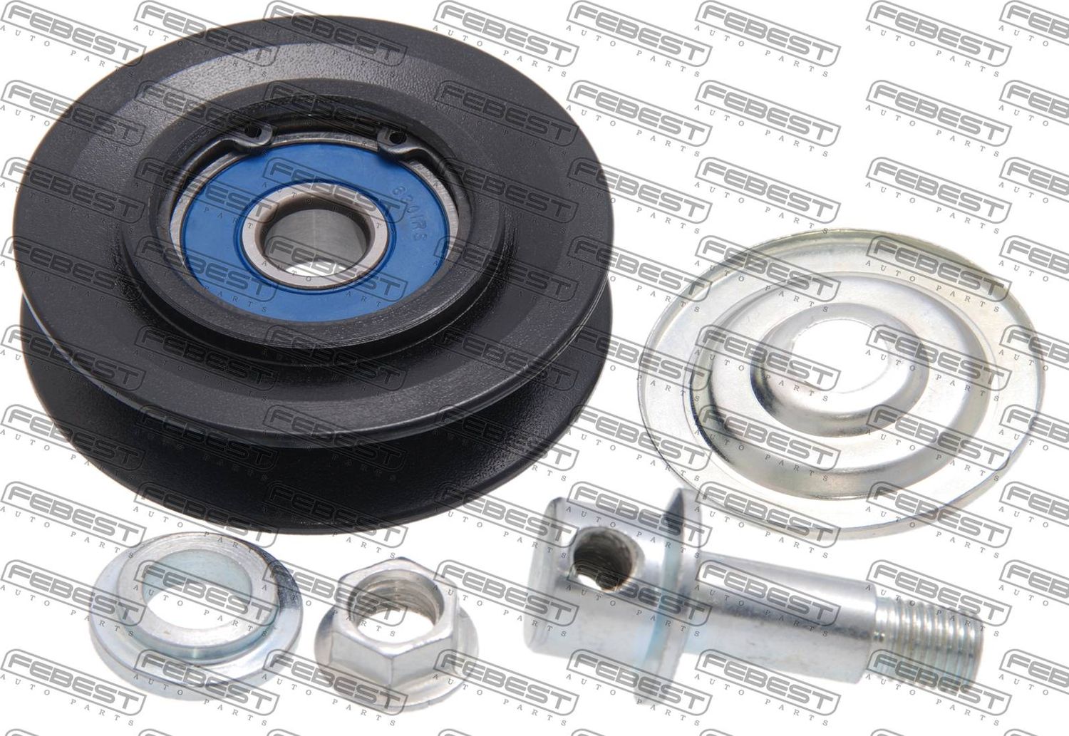 Натяжной ролик (натяжитель) приводного поликлинового ремня Febest. Артикул 0187-FZJ80