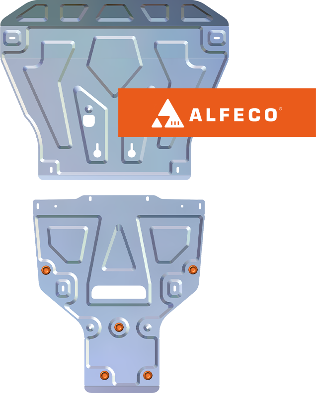 Защита алюминиевая Alfeco для картера, КПП и РК Audi Q8 2018-2026. Артикул ALF.30.41al