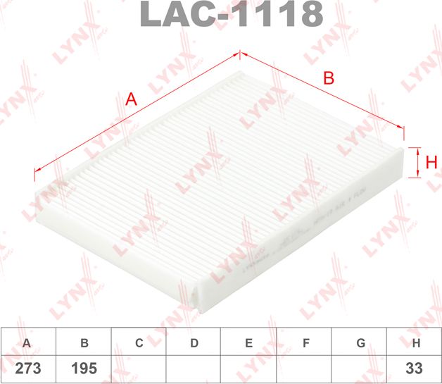 Салонный фильтр LYNXauto для Land Rover Range Rover Evoque I 2011-2019. Артикул LAC-1118