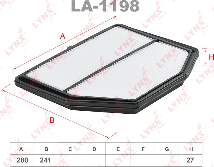 Воздушный фильтр LYNXauto. Артикул LA-1198