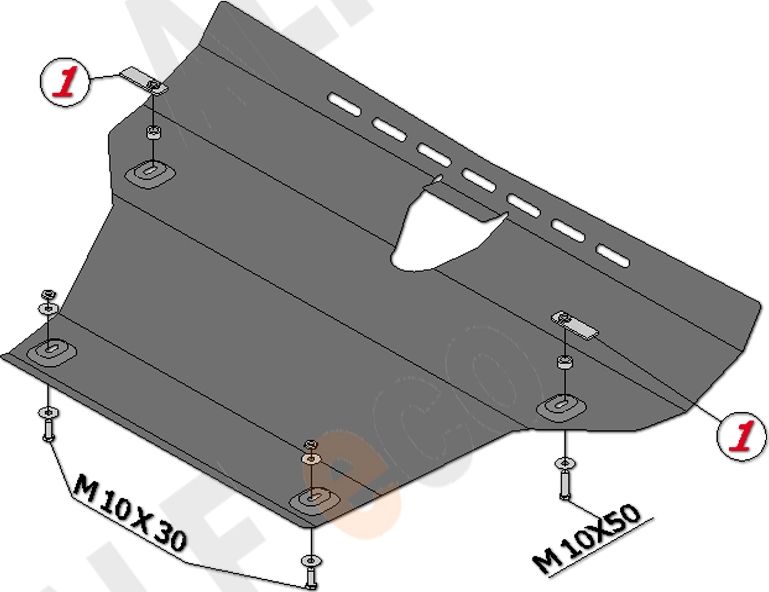 Защита алюминиевая Alfeco для рулевых тяг Range Rover Sport I 2010-2013. Артикул ALF.38.09 AL4