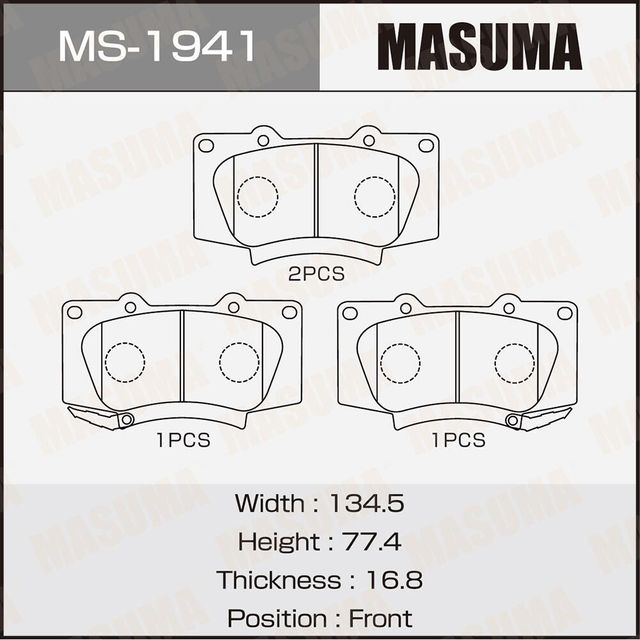 Колодки дисковые MASUMA, PN1872, NP1189SC fro Masuma. Артикул MS1941