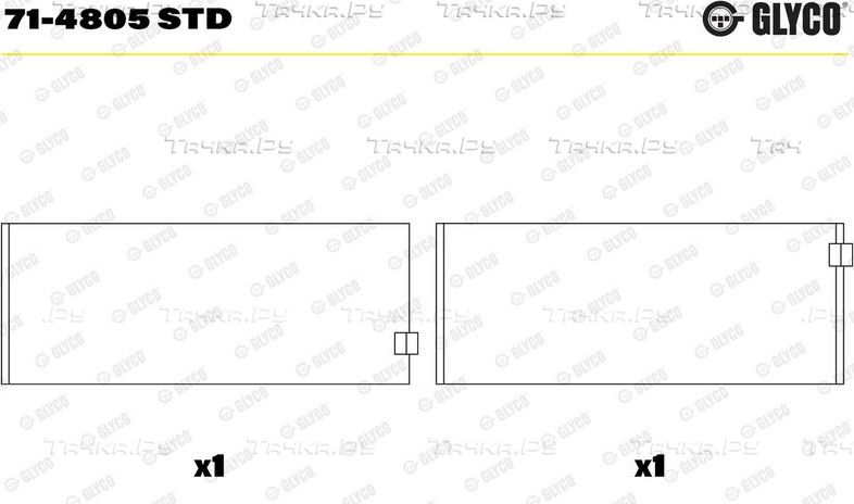 Вкладыши шатунные Glyco для BMW 1 I (E81/E82/E87/E88) 2006-2011. Артикул 71-4805 STD