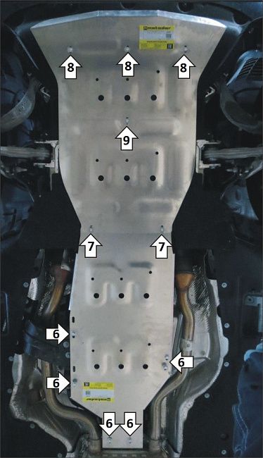 Защита алюминиевая Мотодор для радиатора, картера двигателя, РК, КПП Jeep Grand Cherokee WL 2021-2026. Артикул 35201