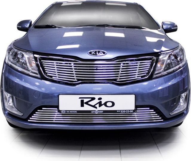 Накладка на решётку радиатора ВЕРХНЯЯ Союз-96 d10 (хром. заглушка) для Kia Rio III 2011-2017. Артикул KRIO.92.2284