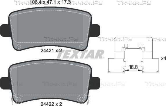 Тормозные колодки Textar Q+ задние для Chevrolet Malibu VIII 2012-2016. Артикул 2442101