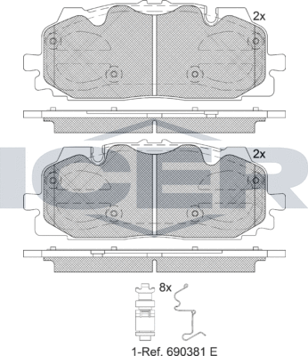 Тормозные колодки Icer передние для Audi A5 II (F5) 2016-2026. Артикул 182254