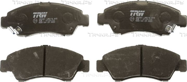 Тормозные колодки TRW COTEC передние для Honda Civic VI 1994-2001. Артикул GDB1164