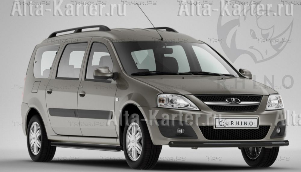Защита порогов RusStal труба d63 (вариант 1) для Lada Largus 2012-2026. Артикул LLTBR-0021551CH
