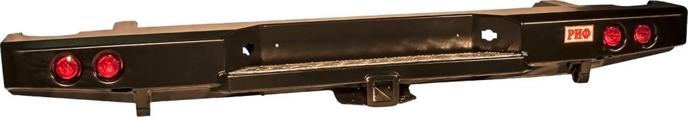 Бампер силовой РИФ задний с квадратом под фаркоп и фонарями для Nissan Navara D40 2005-2014. Артикул RIFD40-20150