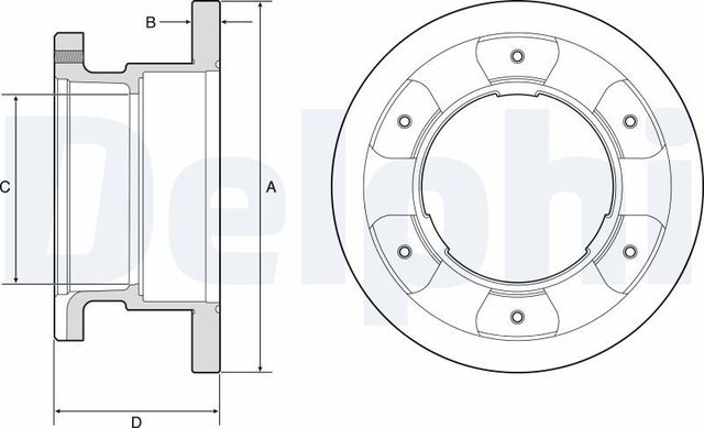 Тормозной диск Delphi для IVECO Daily III 1999-2006. Артикул BG9201