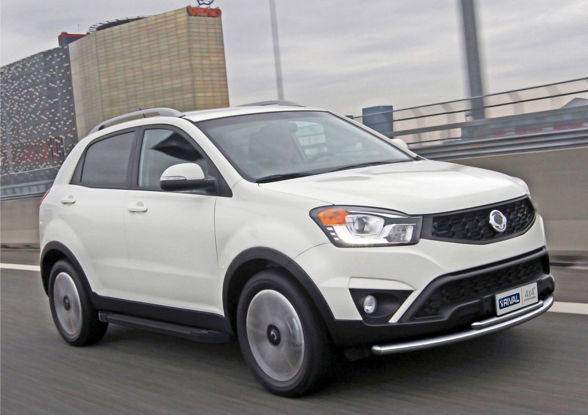 Пороги алюминиевые Rival Black для SsangYong Actyon II 2010-2013. Артикул F173ALB.5303.2