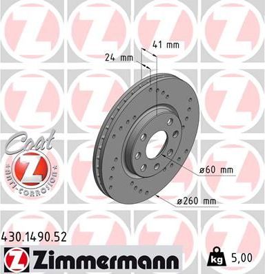 Тормозной диск Zimmermann SPORT Z. Артикул 430.1490.52