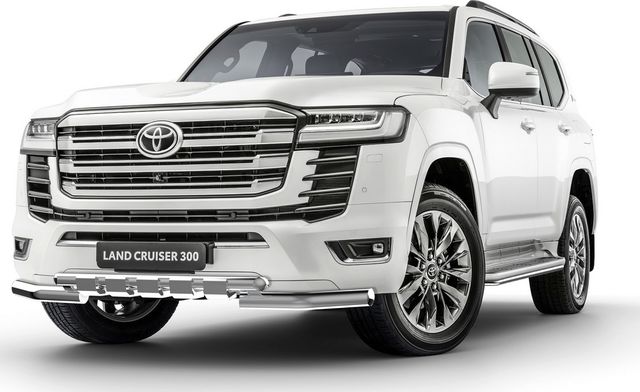 Защита Rival переднего бампера d76+d57 с профильной защитой картера для Toyota Land Cruiser 300 (70 Anniversary) 2021-2026. Артикул R.5727.001
