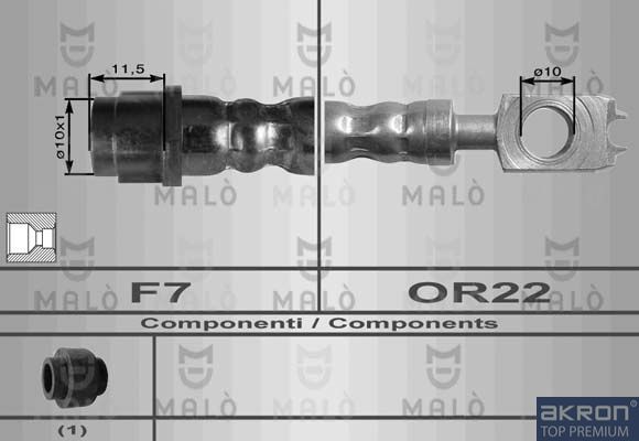 Тормозной шланг Malò передний для SEAT Arosa I 1997-2004. Артикул 8966