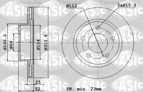 Тормозной диск Sasic передний для Audi A4 allroad IV (B8) 2009-2016. Артикул 6106151