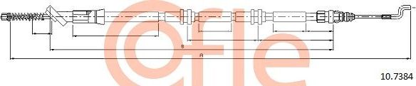 Трос ручника (тросик ручного тормоза) Cofle. Артикул 92.10.7384
