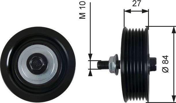 Направляющий (ведущий) ролик приводного поликлинового ремня Gates (Металл). Артикул T36602