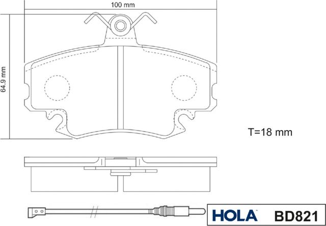 Тормозные колодки HOLA. Артикул BD821