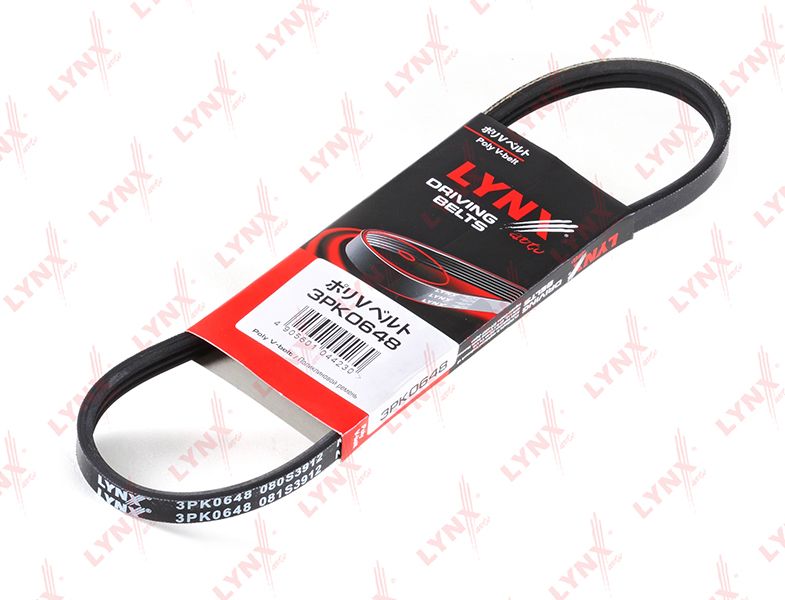 Приводной ремень поликлиновой LYNXauto. Артикул 3PK0648