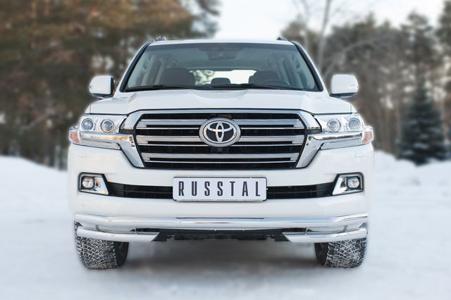 Защита RusStal переднего бампера d63 (секции) d63 (уголки) для Toyota Land Cruiser 200 2015-2021. Артикул TLCZ-002159