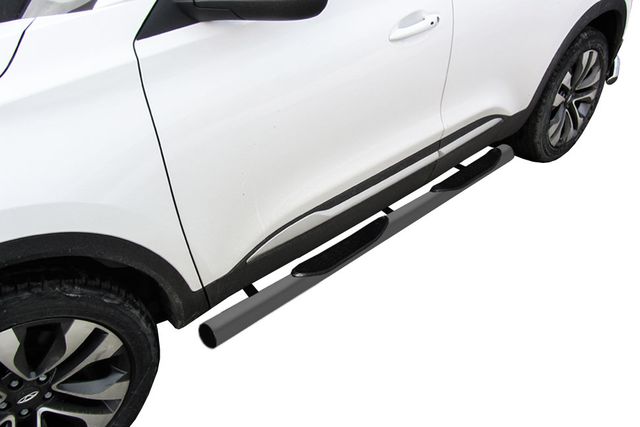 Пороги Slitkoff труба d76 с проступями для Chery Tiggo 4 2017-2026 Серебристые. Артикул CT4-004S