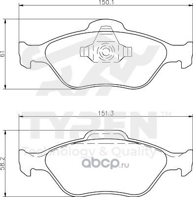 Колодки тормозные дисковые | перед | (Tyren). Артикул TYR1213481