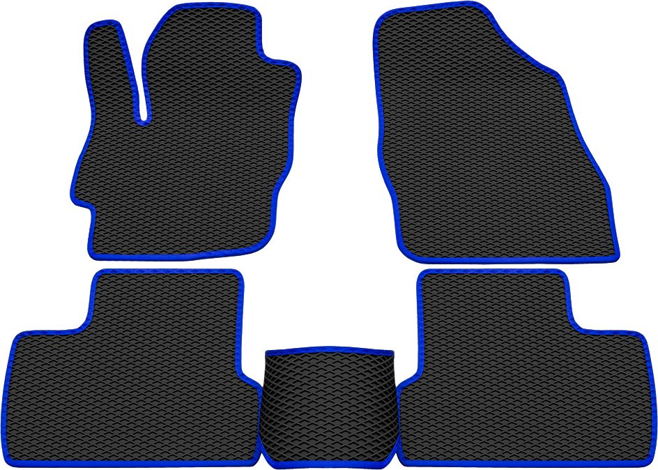 Коврики Rezkon EVA для салона Mazda 3 II 2009-2013 Синий кант. Артикул 9023010103